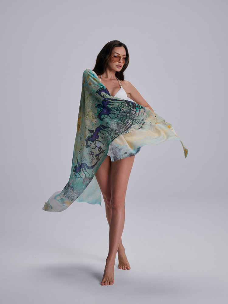 Cashmere Scarf – Veil with an Artistic Pattern