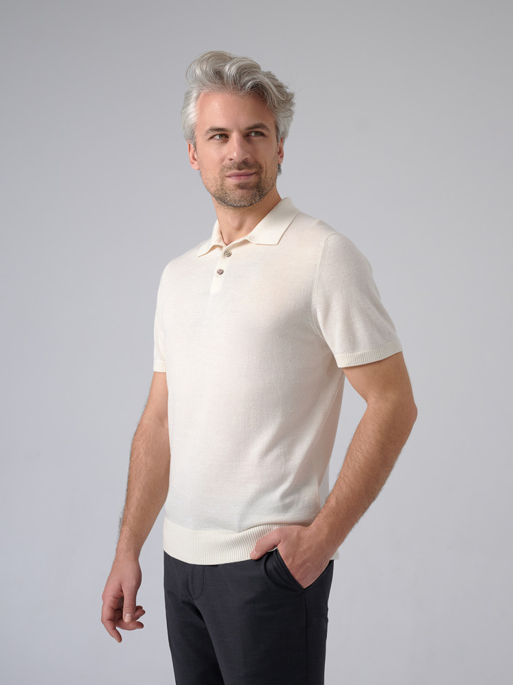 Organic cashmere and silk polo shirt