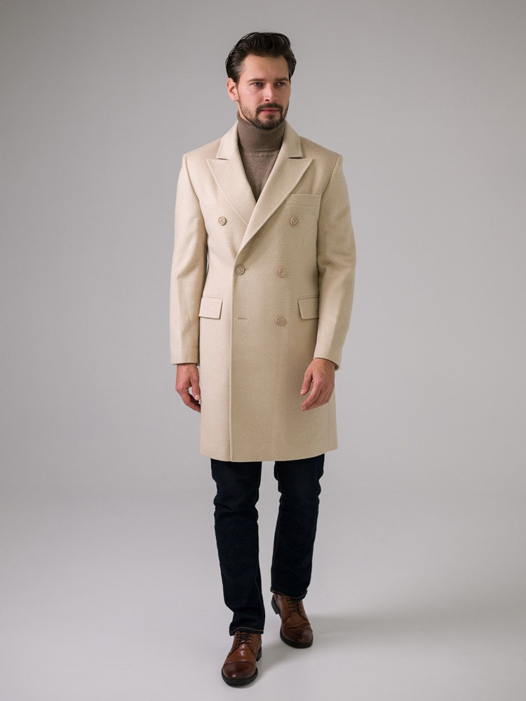 Men's cashmere coat light beige