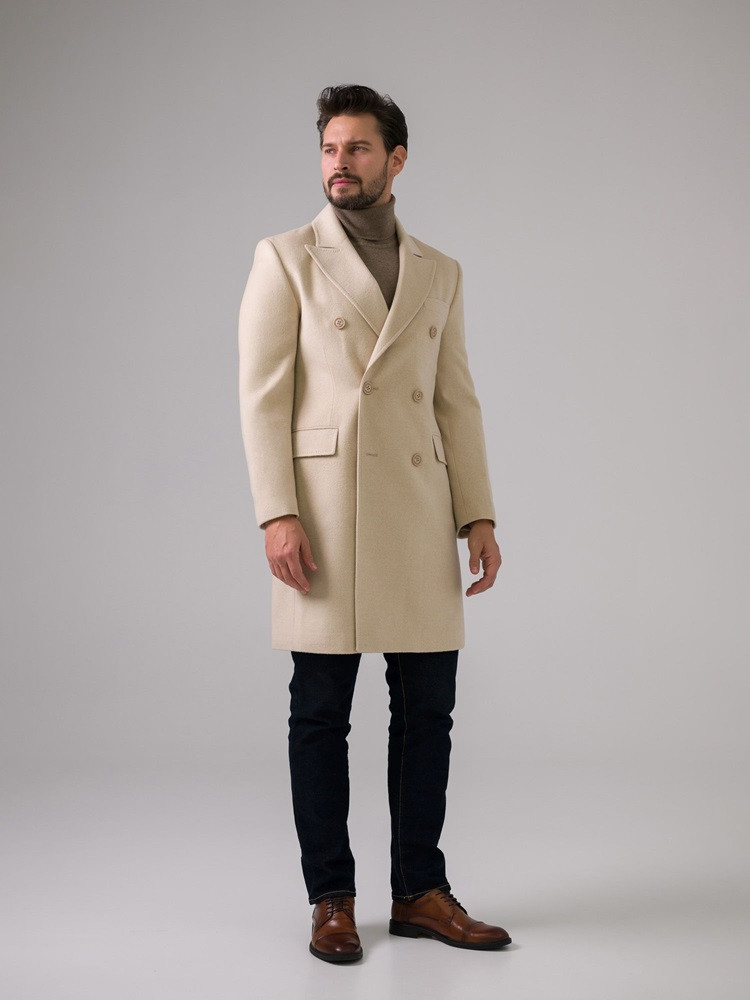 Men's cashmere coat light beige