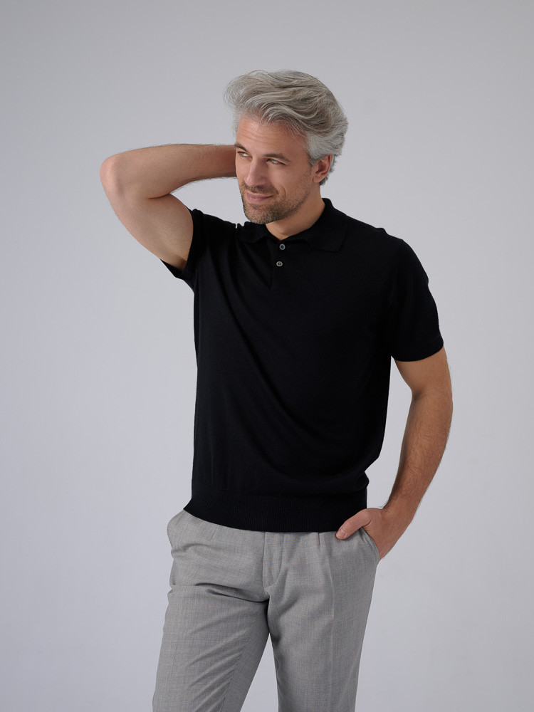 Cashmere and silk polo shirt
