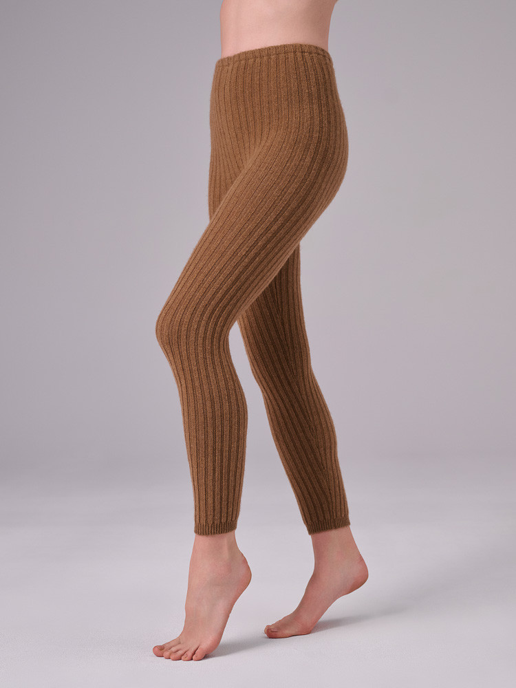 Camel wool leggings ribbed