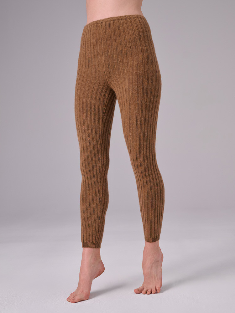 Camel wool leggings ribbed