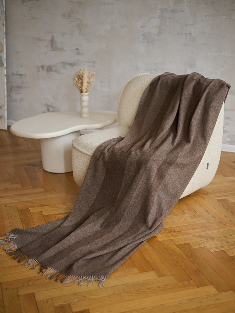 100% Brown sheep wool blanket