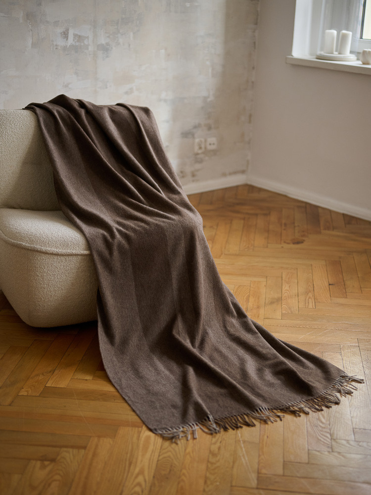 100% Brown sheep wool blanket