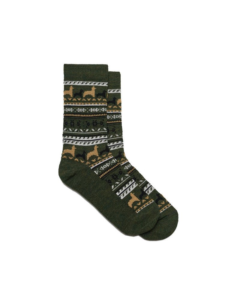 Green alpaca wool socks