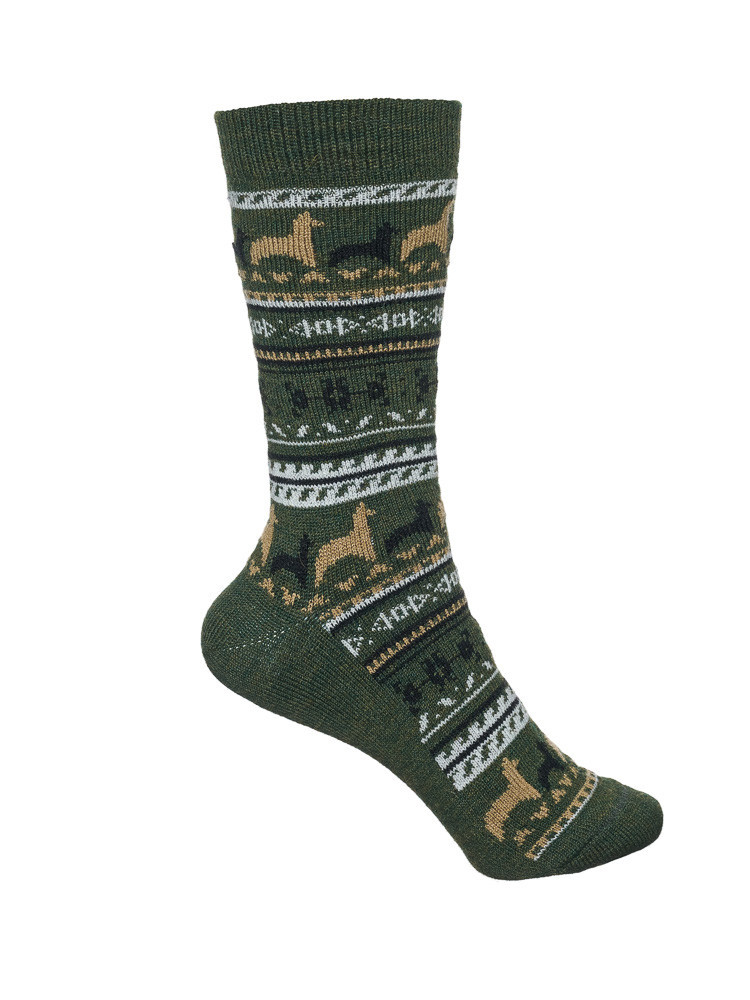 Green alpaca wool socks