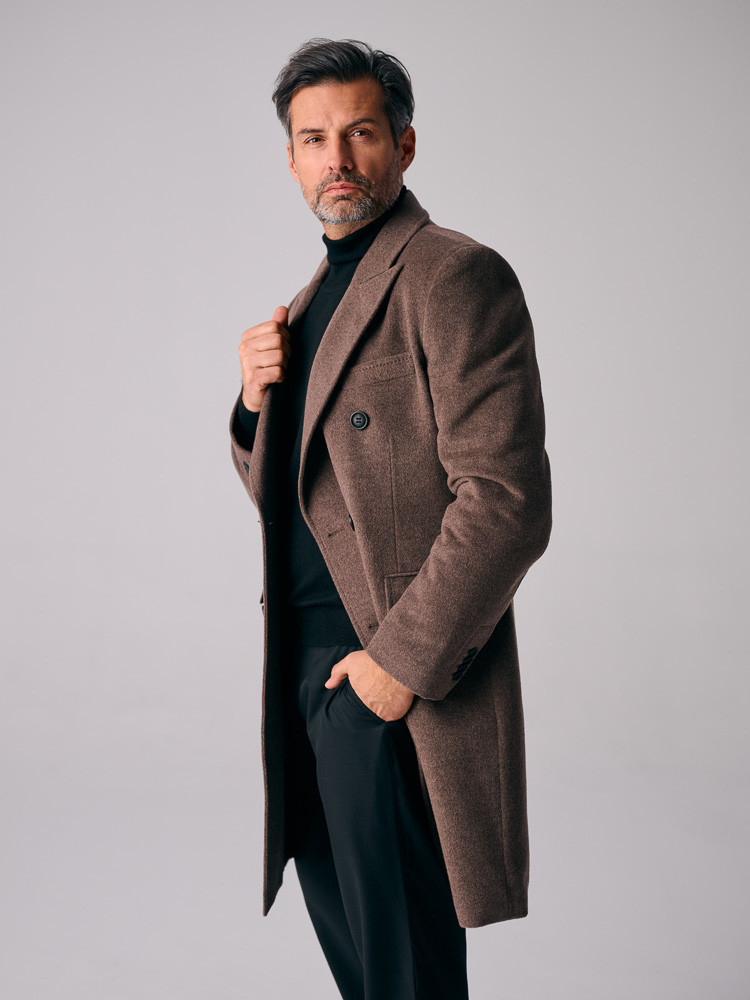 Men's cashmere brown coat