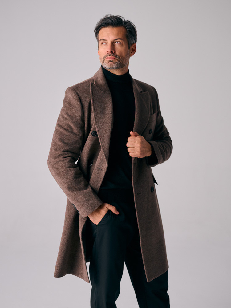 Men's cashmere brown coat
