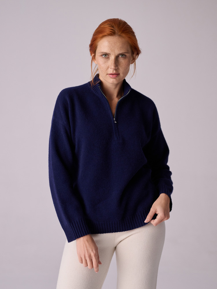 Yak wool half-zip sweater