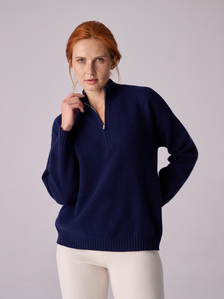 Yak wool half-zip sweater