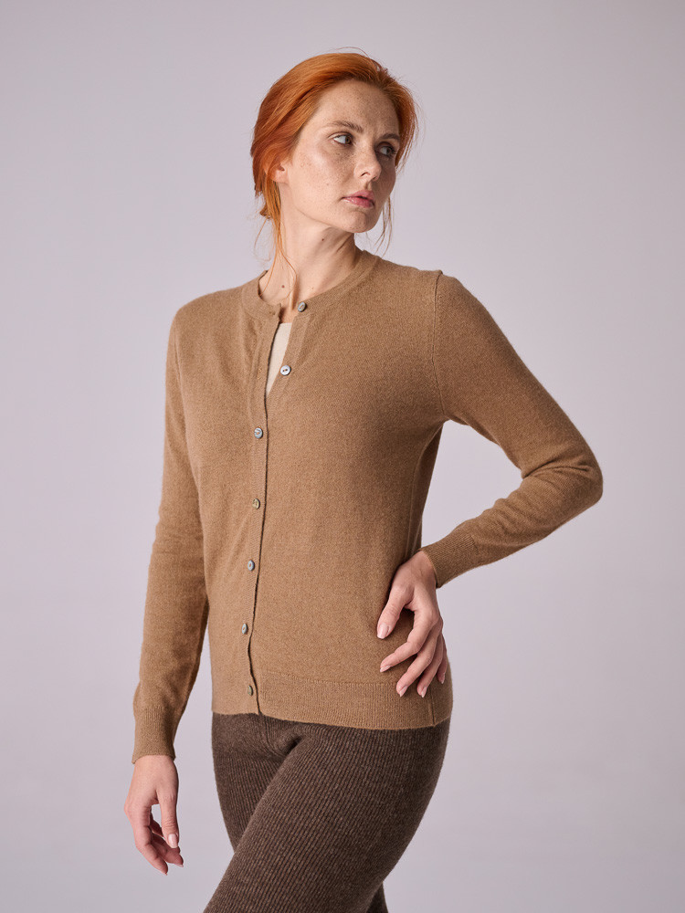 Camel wool button cardigan