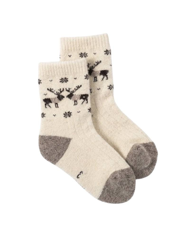 Children’s socks 100% mongolian sheep wool reindeer pattern