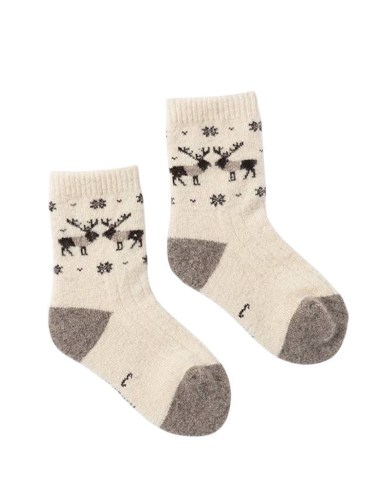 Children’s socks 100% mongolian sheep wool reindeer pattern