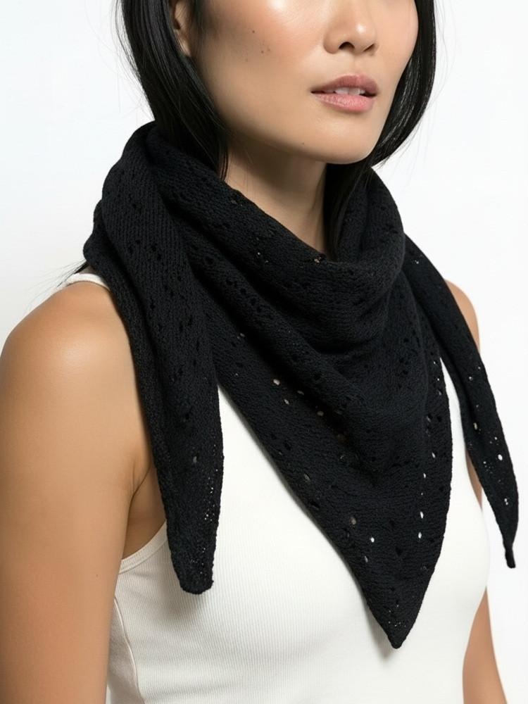 Black triangular cashmere shawl