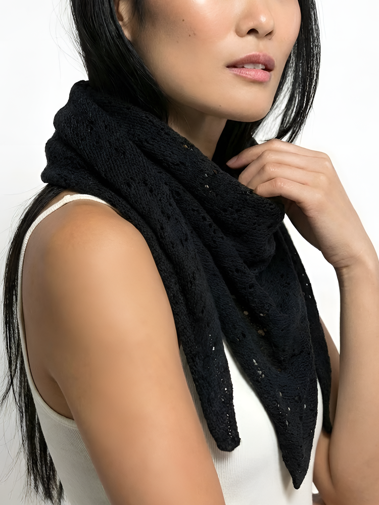 Black triangular cashmere shawl