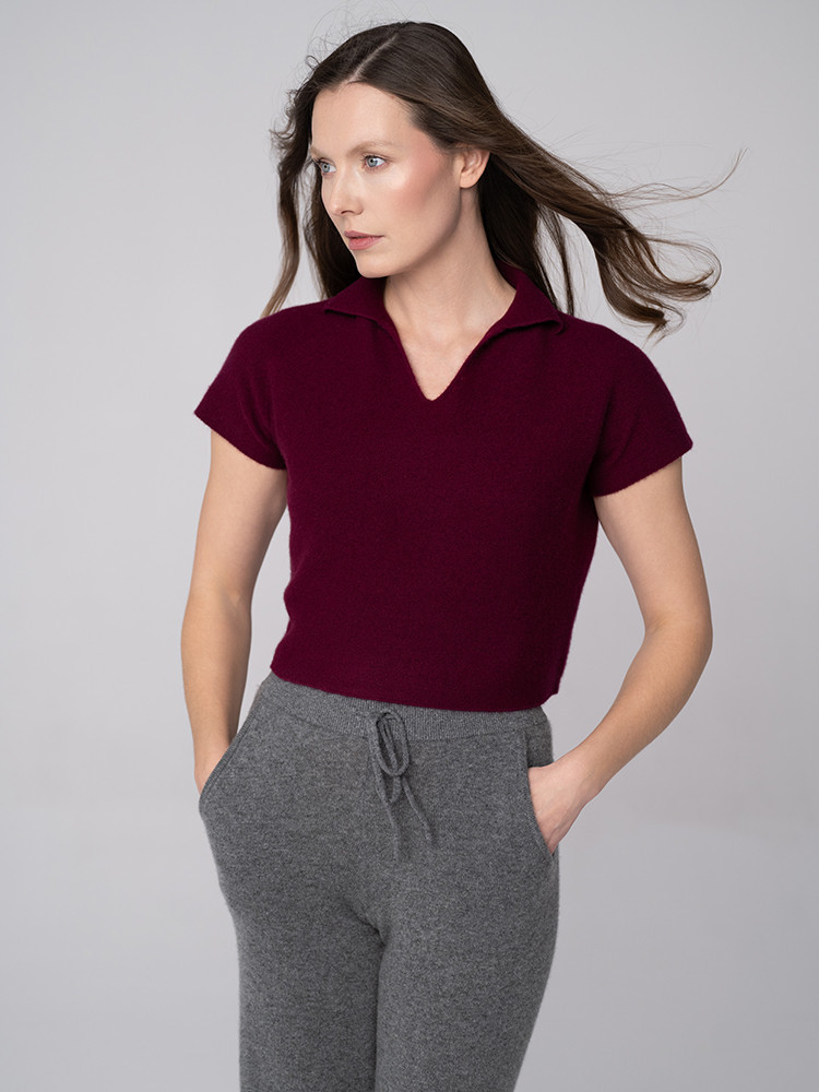 Cashmere blouse with collar