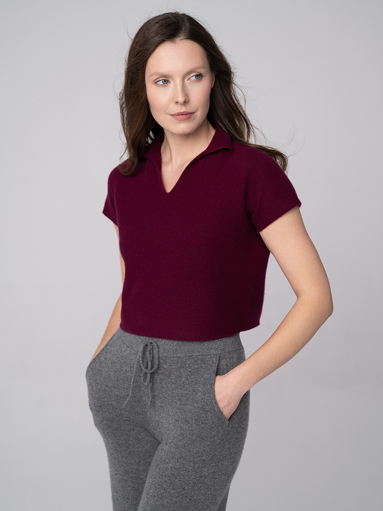 Cashmere blouse with collar