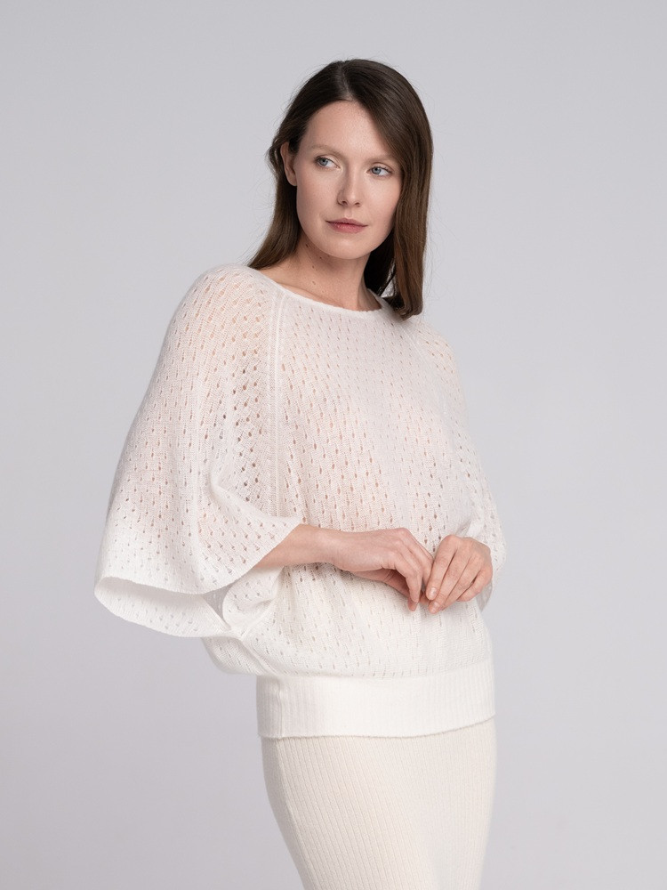 100% cashmere openwork blouse