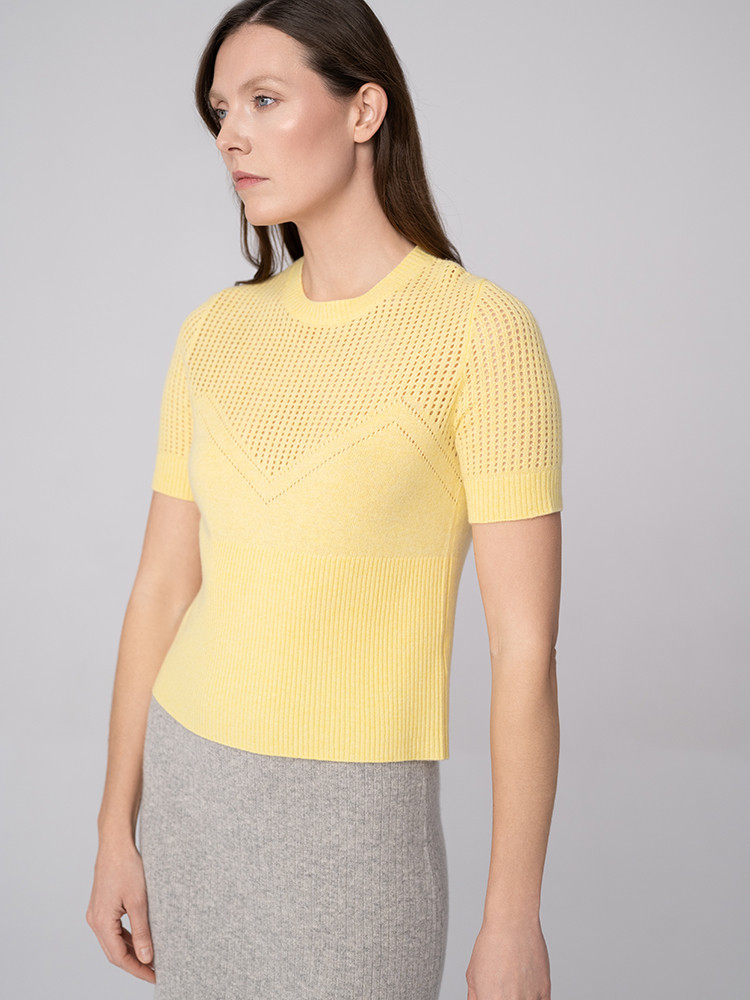 Openwork cashmere blouse