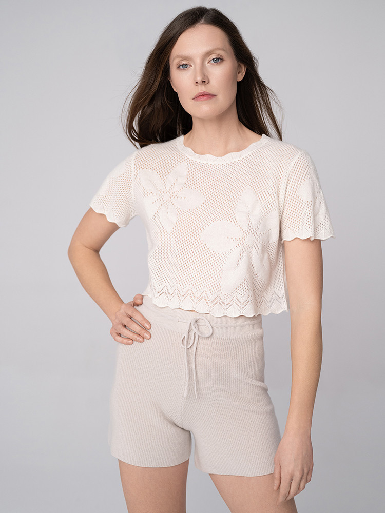 Light openwork cashmere blouse