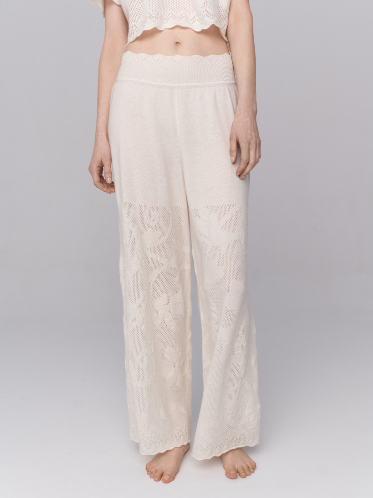 Openwork cashmere trousers