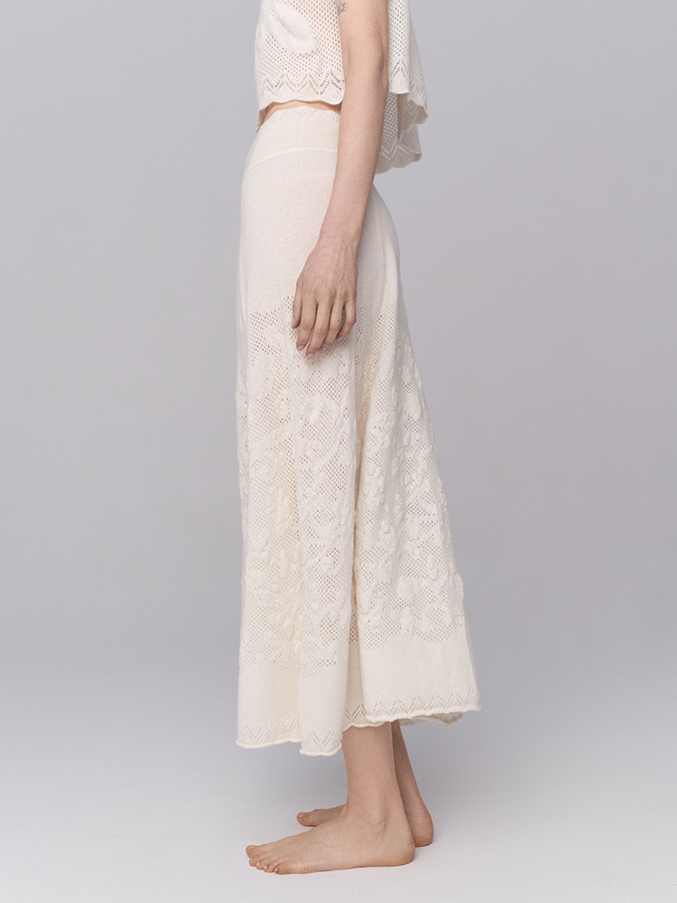 Openwork cashmere skirt