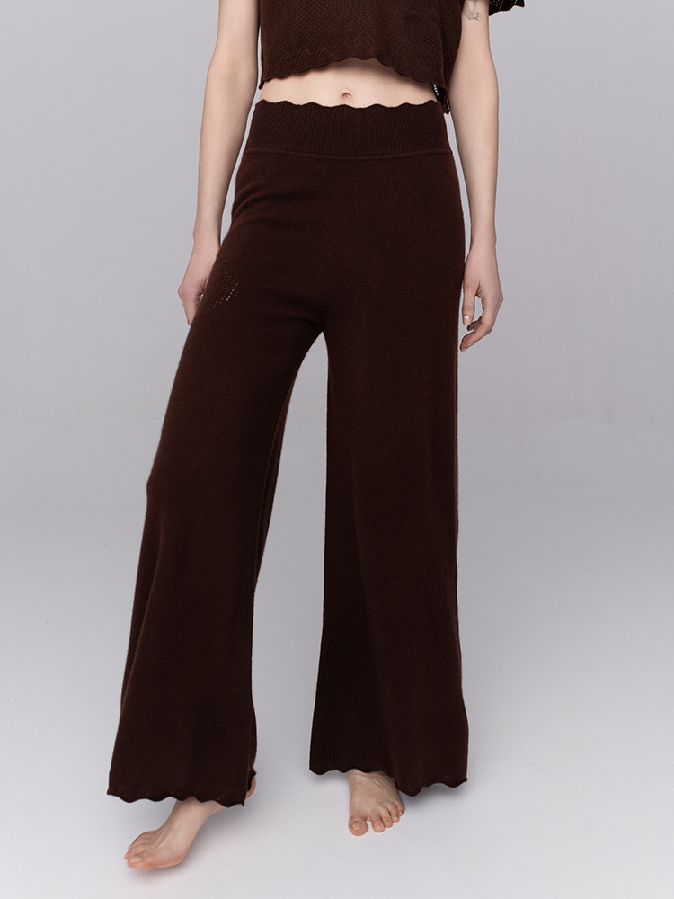 Cashmere trousers with openwork motif