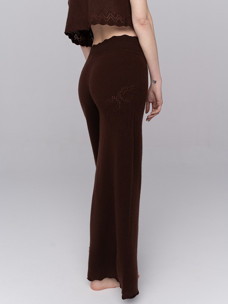 Cashmere trousers with openwork motif
