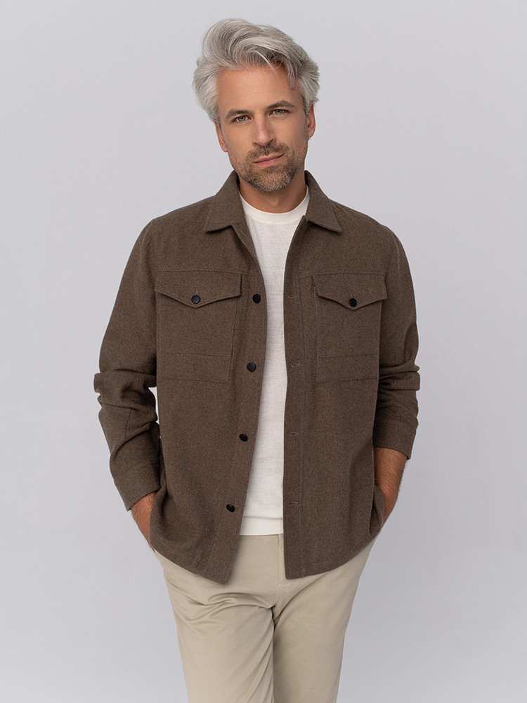 Brown yak wool shirt jacket