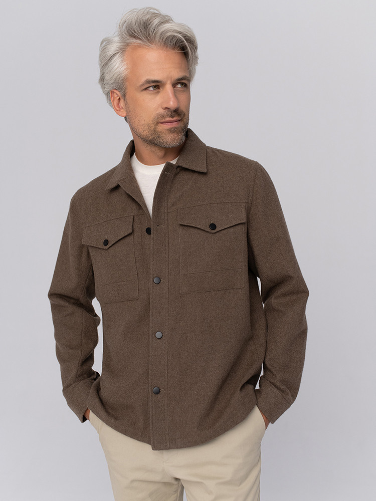 Brown yak wool shirt jacket