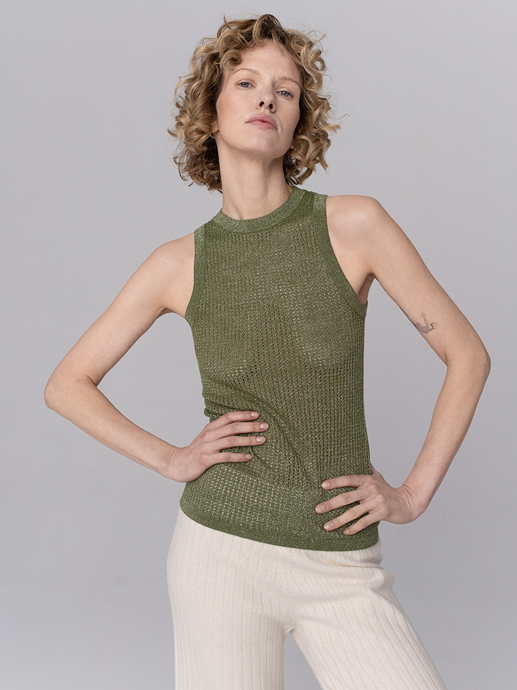 Shimmering cashmere and silk top