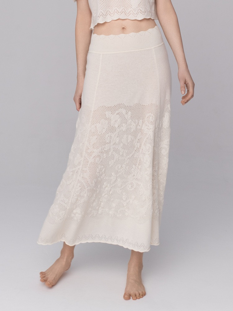 Openwork cashmere skirt