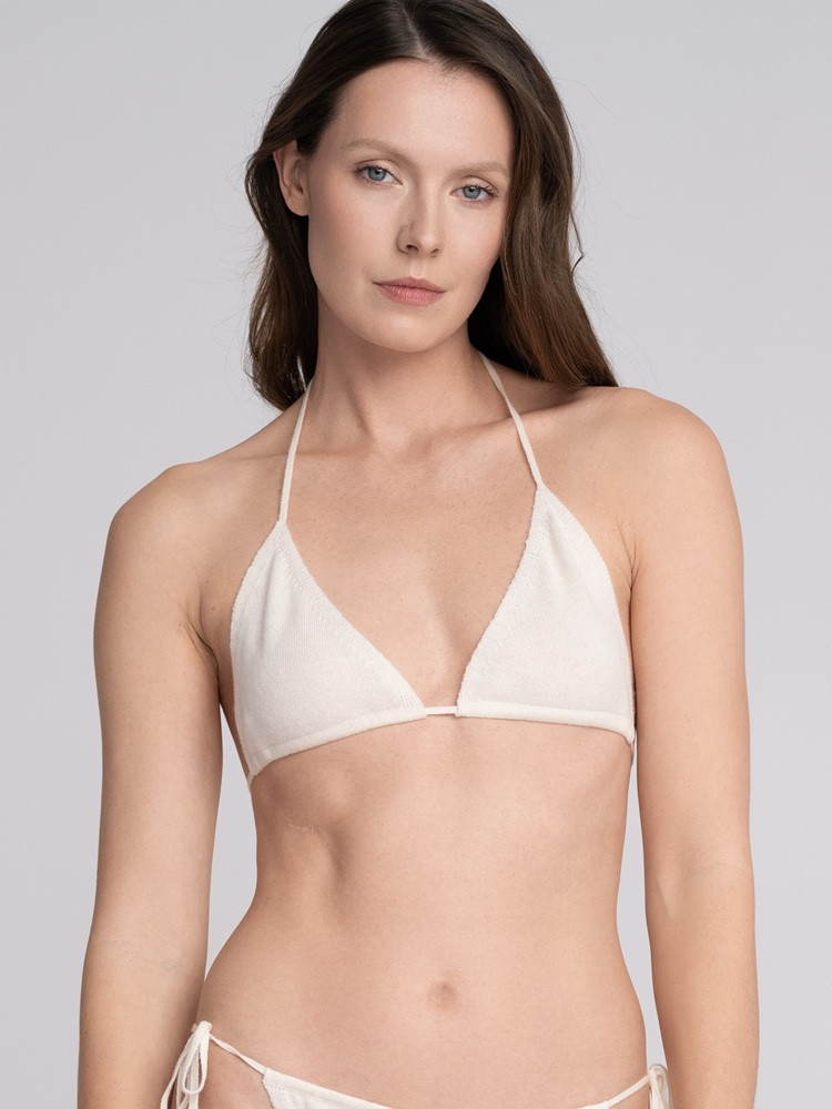Adjustable cashmere bikini top