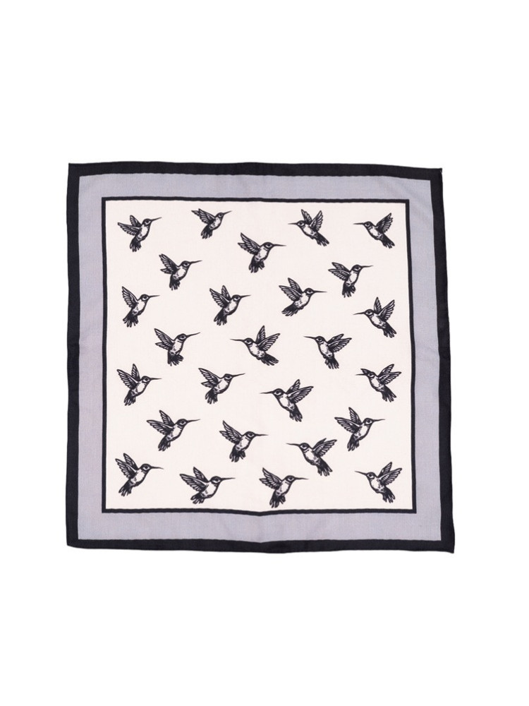 Silk and cashmere scarf with hummingbirds
