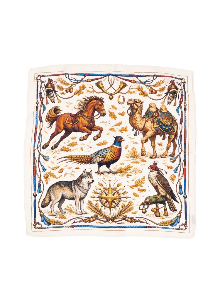 Silk scarf with a Mongolian theme