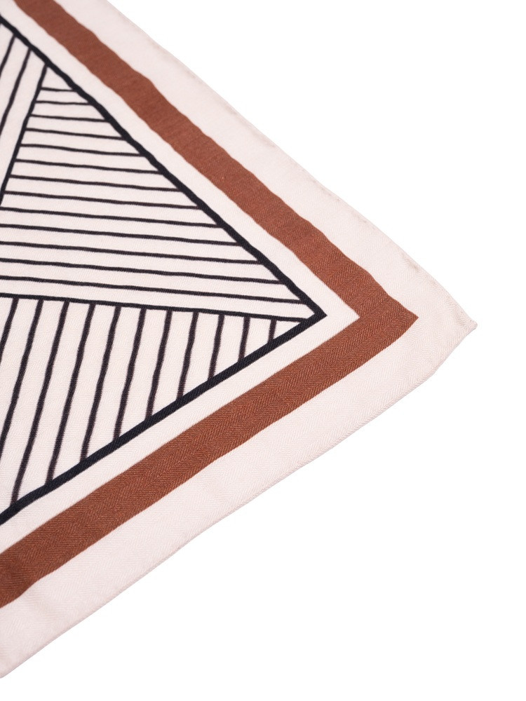 Silk scarf with cashmere and fine stripes