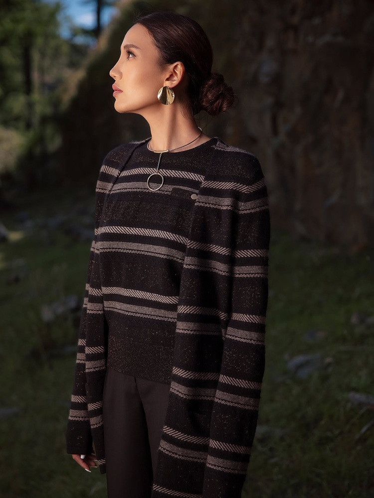 Striped cashmere cardigan