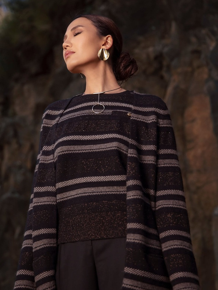Striped cashmere cardigan