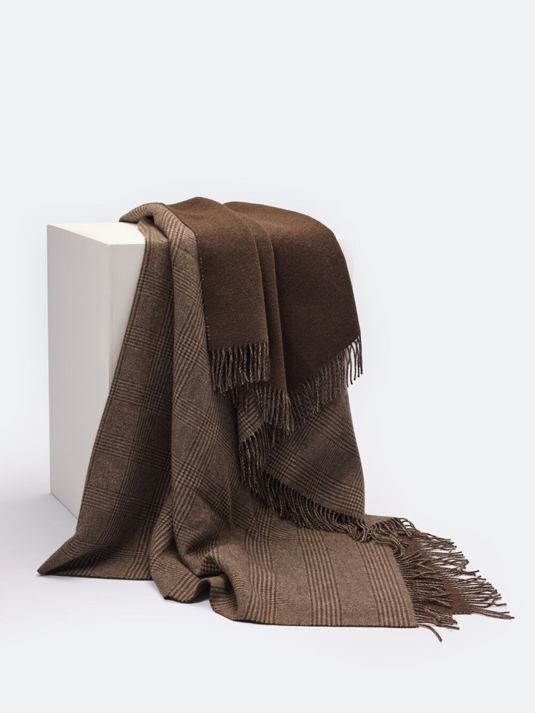 Checked yak wool blanket