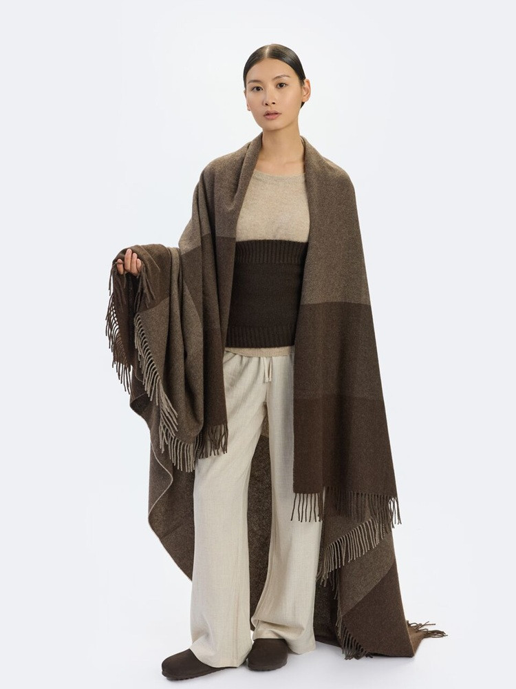 Large-check yak wool blanket