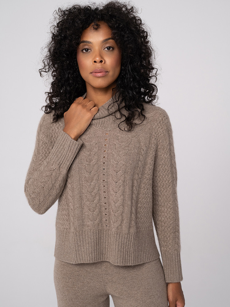 Cable-knit cashmere turtleneck