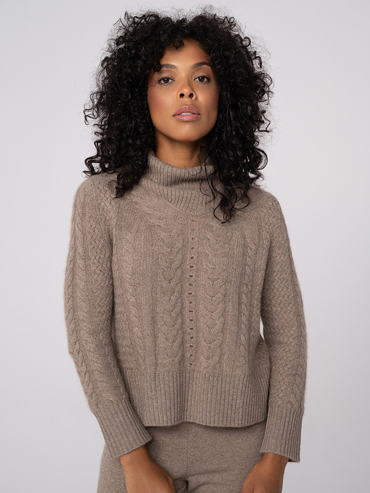 Cable-knit cashmere turtleneck