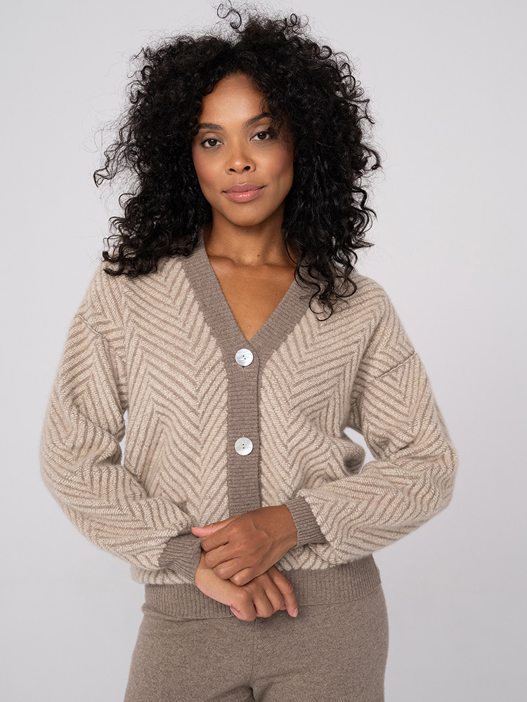 Cashmere herringbone cardigan