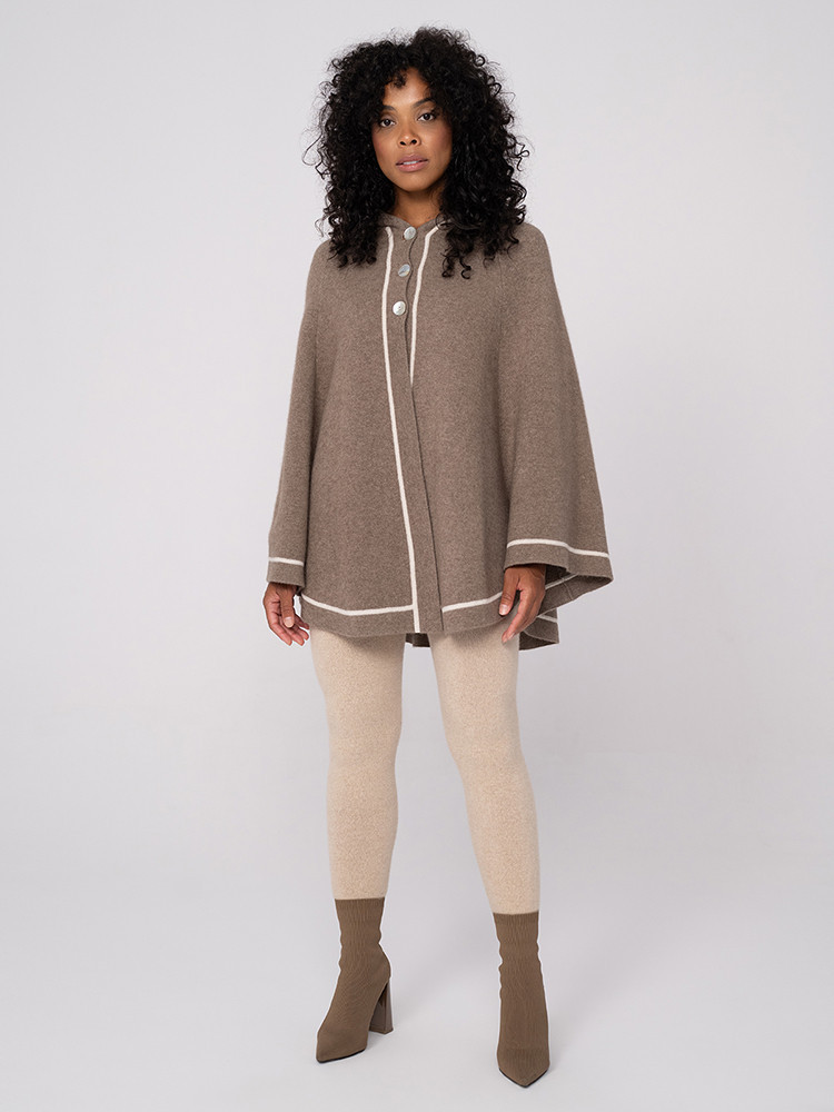 Cashmere poncho with a hood