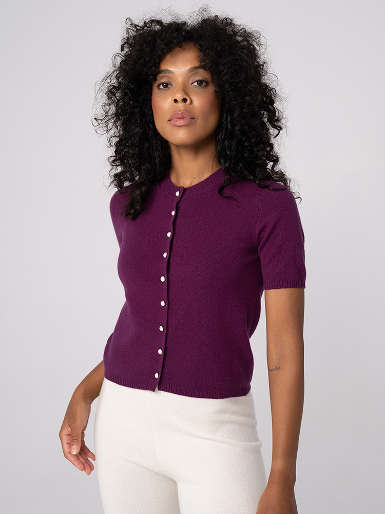 Short-sleeved cashmere cardigan