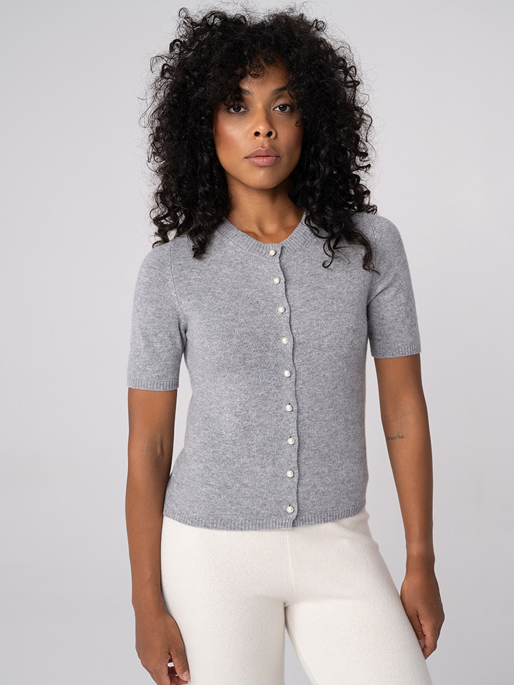 Short-sleeved cashmere cardigan