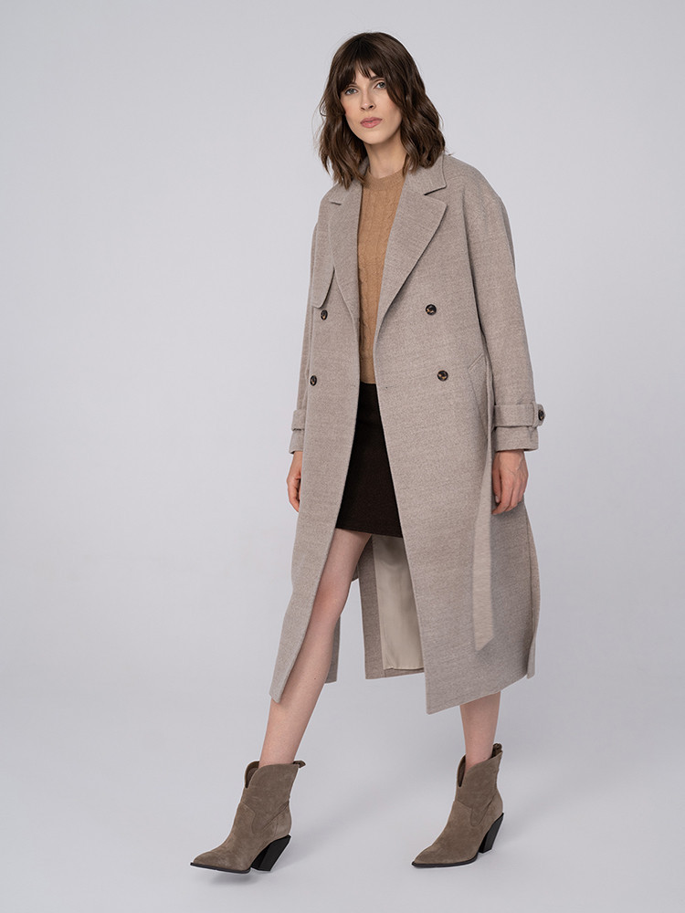Long sheep wool coat
