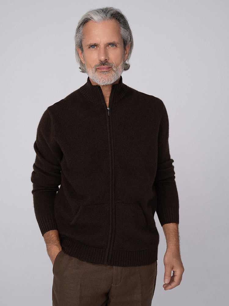 Yak wool zip-up sweater
