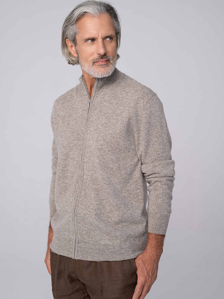Zip-up yak wool sweatshirt